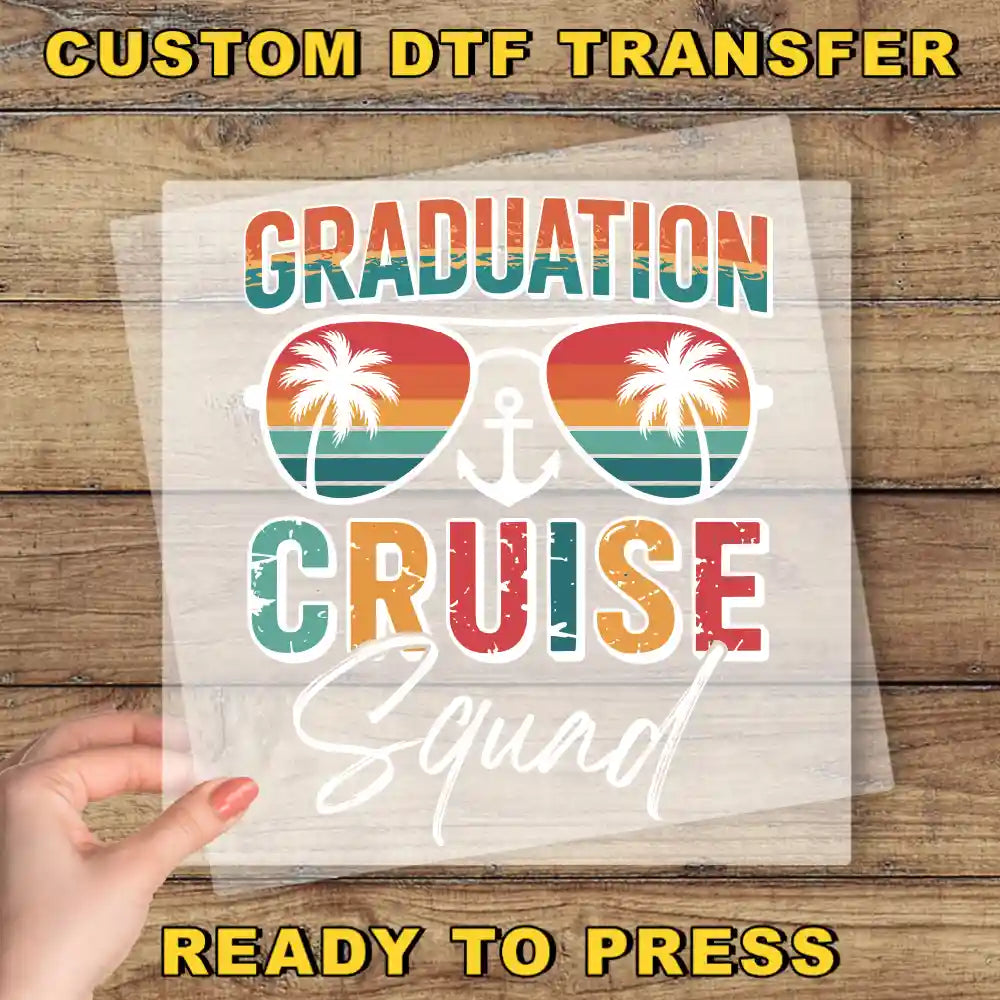 a person holding up a paper with the words graduation cruise squad on it