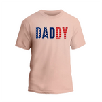 a pink t - shirt with the word dad printed on it