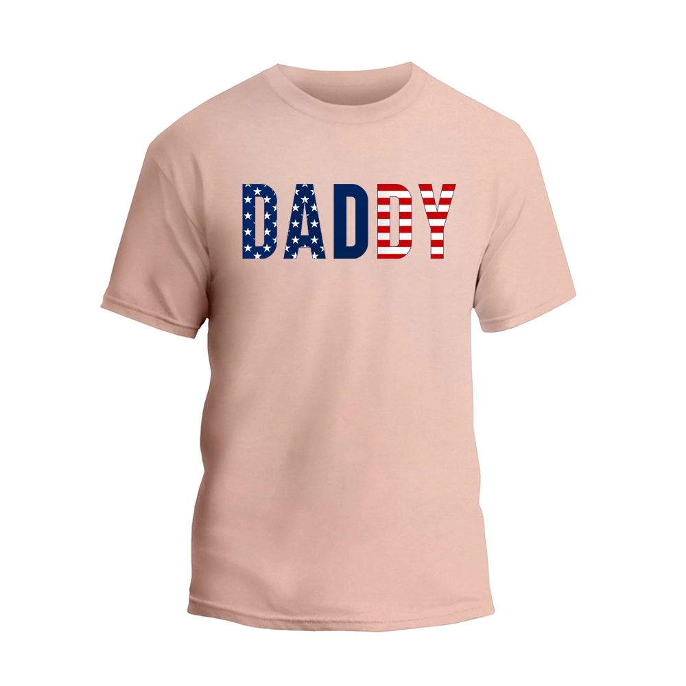 a pink t - shirt with the word dad printed on it