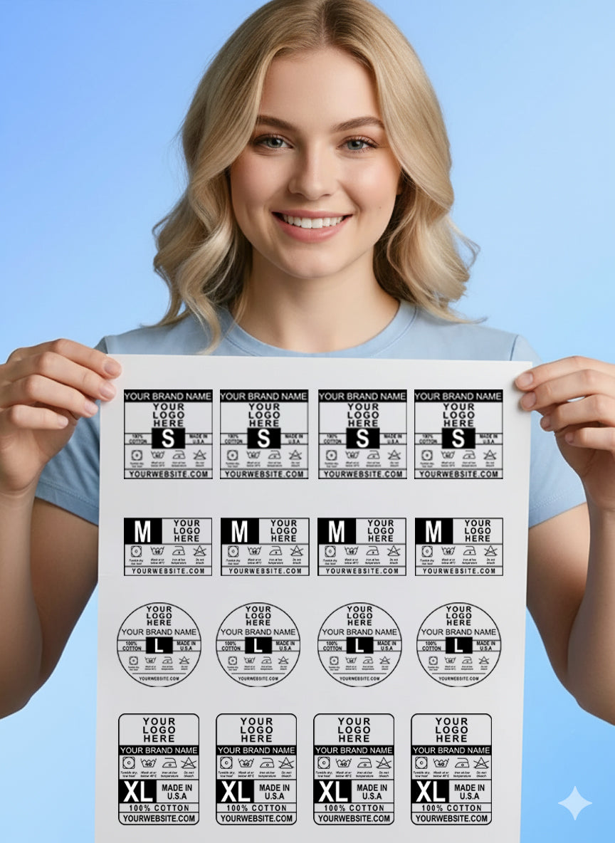 Bundle Custom DTF Shirt Label – Personalized Brand Neck Tag with Your Logo and Brand Name