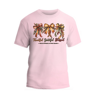 Thankful Grateful Blessed Shirt, Cozy Bow Autumn T-shirt