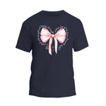 a t - shirt with a pink bow on it