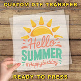 a person holding up a paper with the words hello summer on it