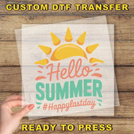 a person holding up a paper with the words hello summer on it