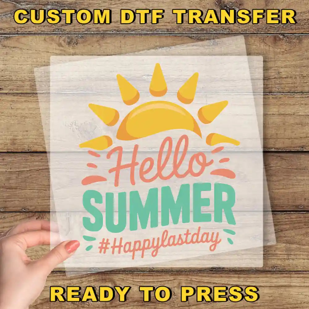 a person holding up a paper with the words hello summer on it