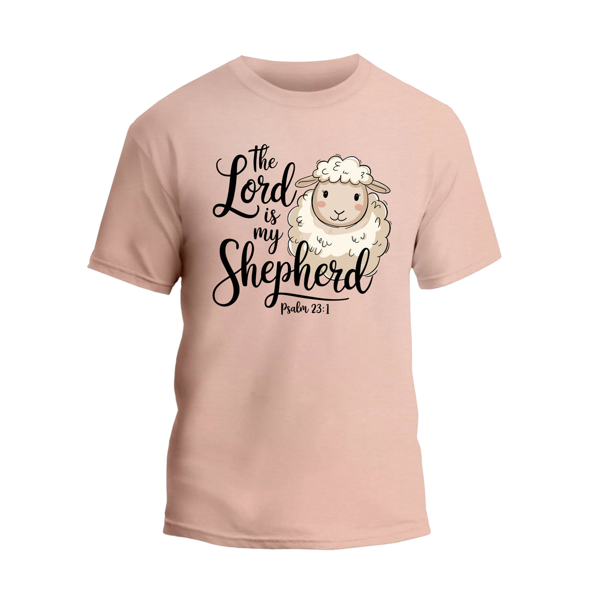 a pink t - shirt with the words the lord is my shepherd printed on it