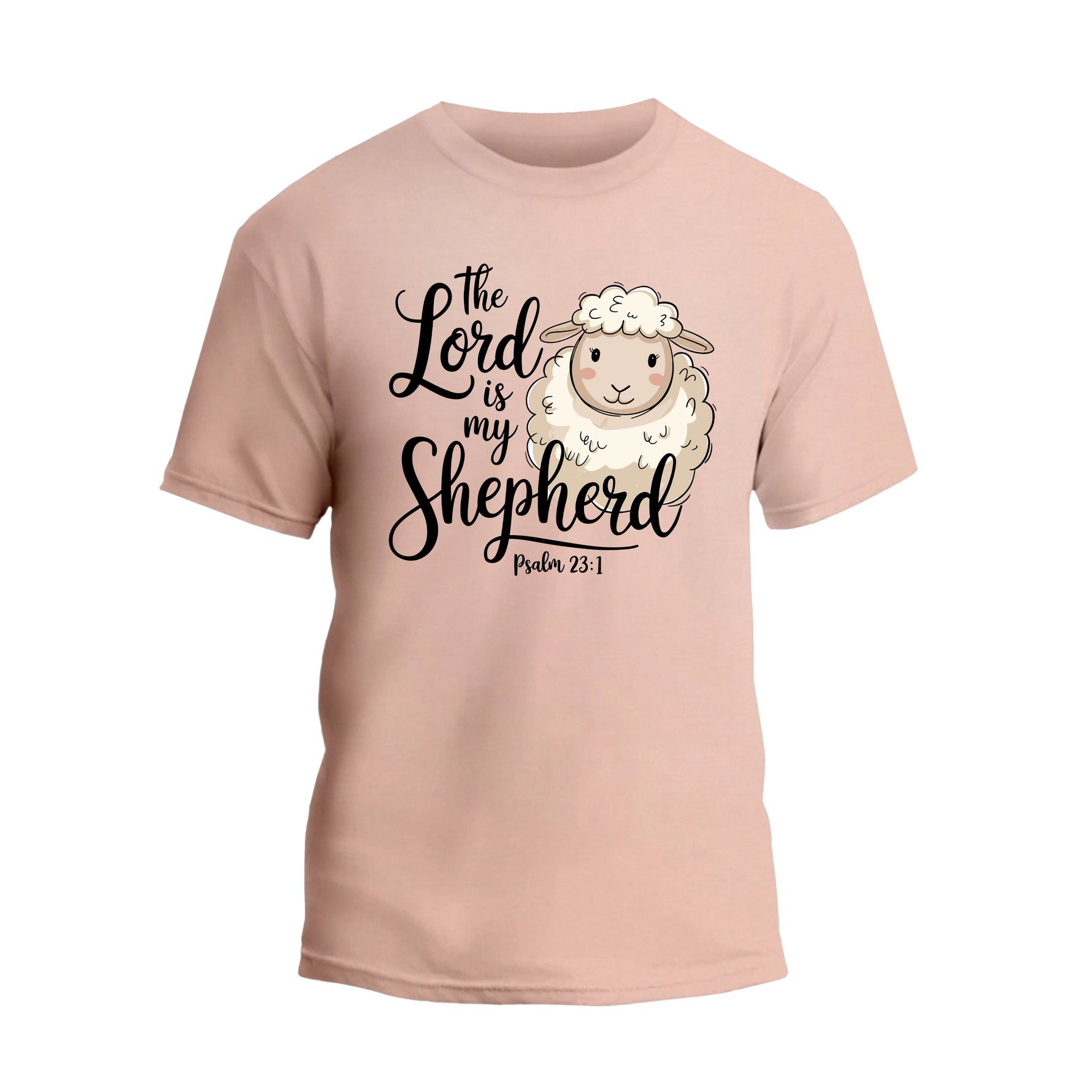 a pink t - shirt with the words the lord is my shepherd printed on it