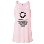 a pink tank top with a black logo on it