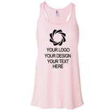 a pink tank top with a black logo on it