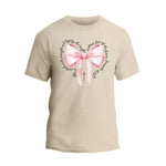 a t - shirt with a pink bow on it
