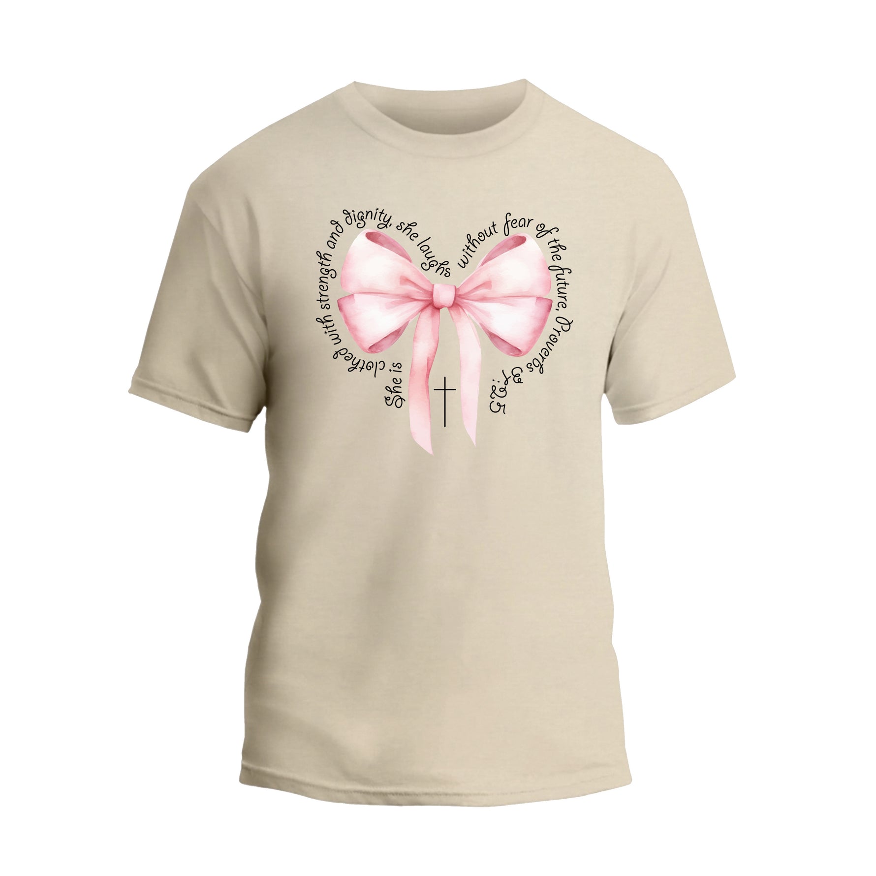 a t - shirt with a pink bow on it