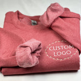 Personalized Logo Embroidered Sweatshirt, Custom Business Logo Embroidery Sweatshirt