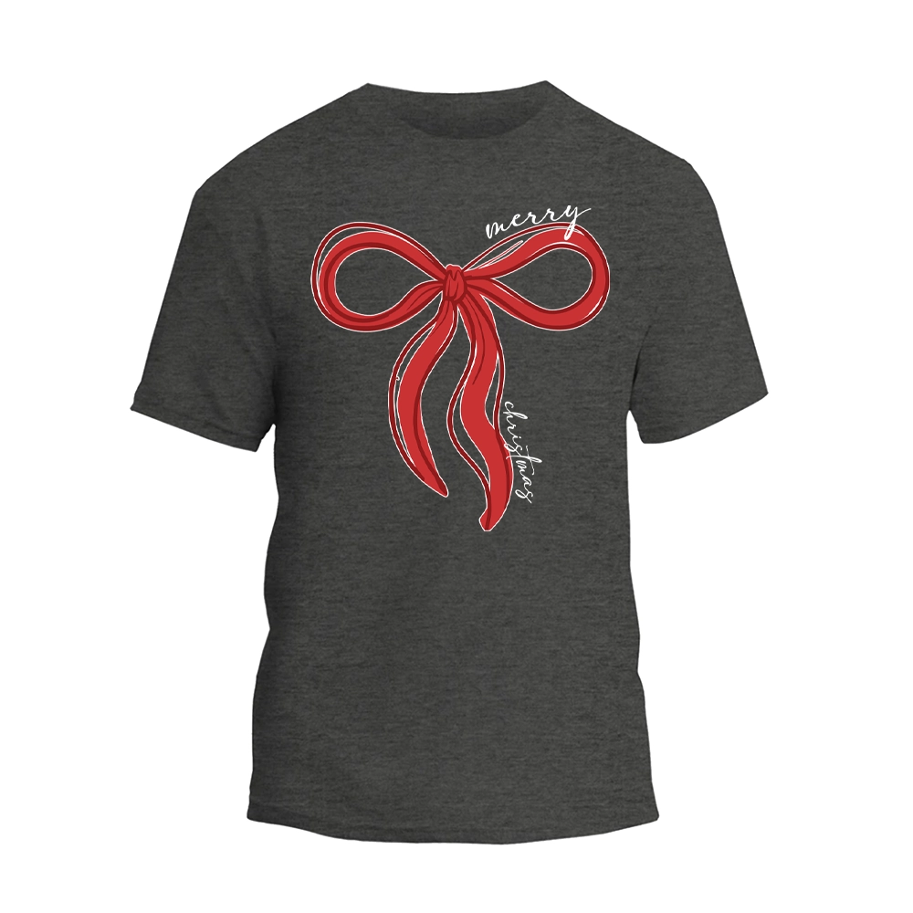 Coquette Bow Merry Christmas Shirt, Christmas Women T-shirt