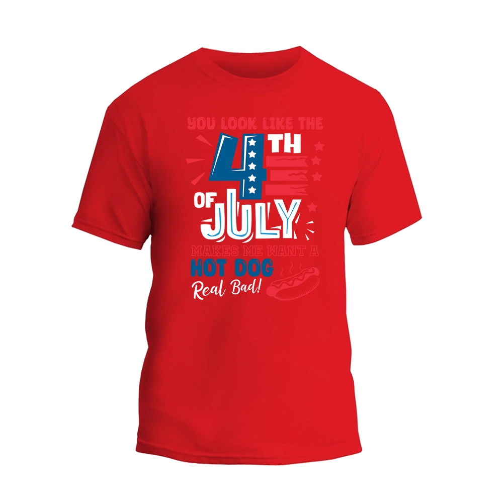 a red fourth of july t - shirt that says you look like the fourth of