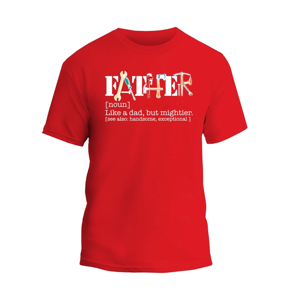 a red t - shirt with the words father on it