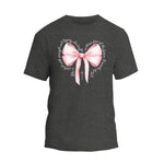 a t - shirt with a pink bow on it