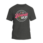 a black t - shirt with the words hawaii and a palm tree