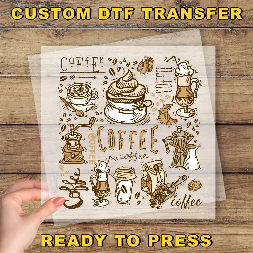 a hand holding a piece of paper with coffee related items on it