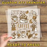 a hand holding a piece of paper with coffee related items on it