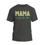 a dark t - shirt with the word mama printed on it