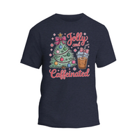 Jolly and Caffeinated Christmas Shirt, Coffee Lover Christmas T-shirt