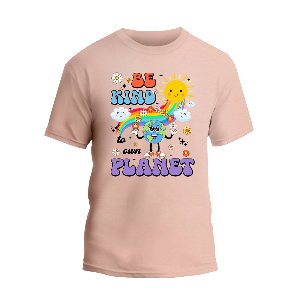 a pink t - shirt with an image of a unicorn and the words be kind