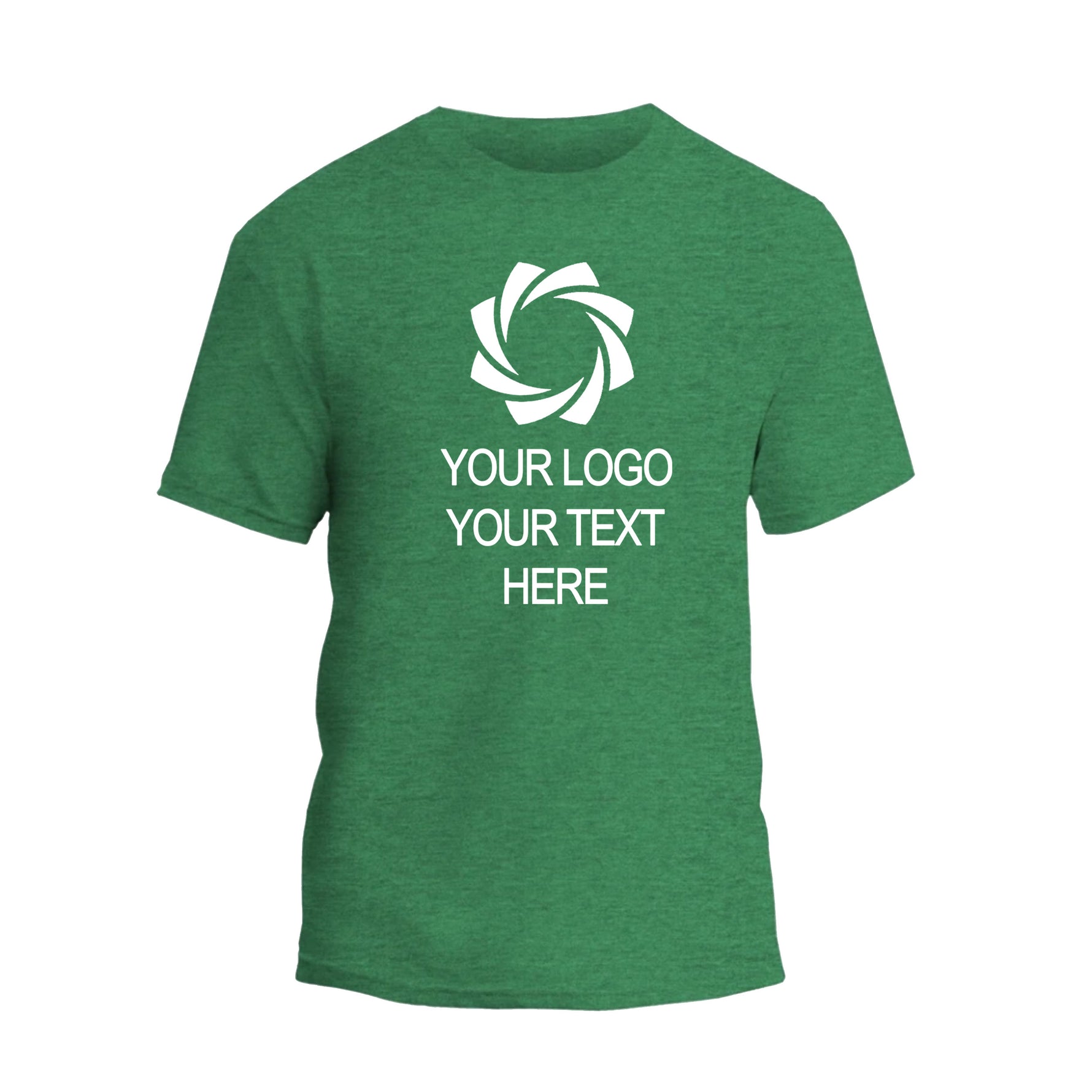 a green t - shirt with a white logo