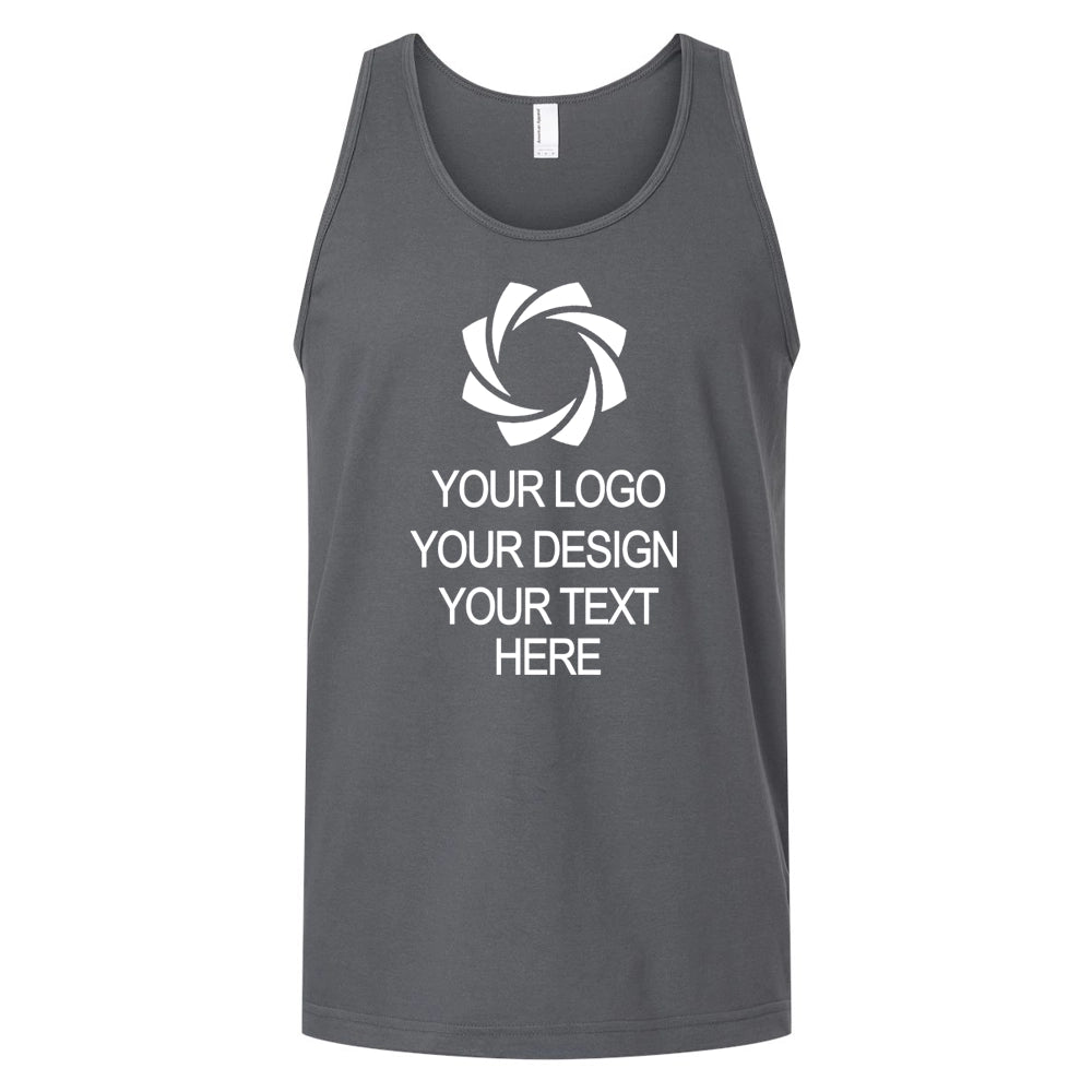 a gray tank top with a white logo