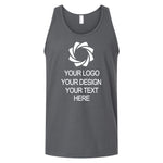 a gray tank top with a white logo