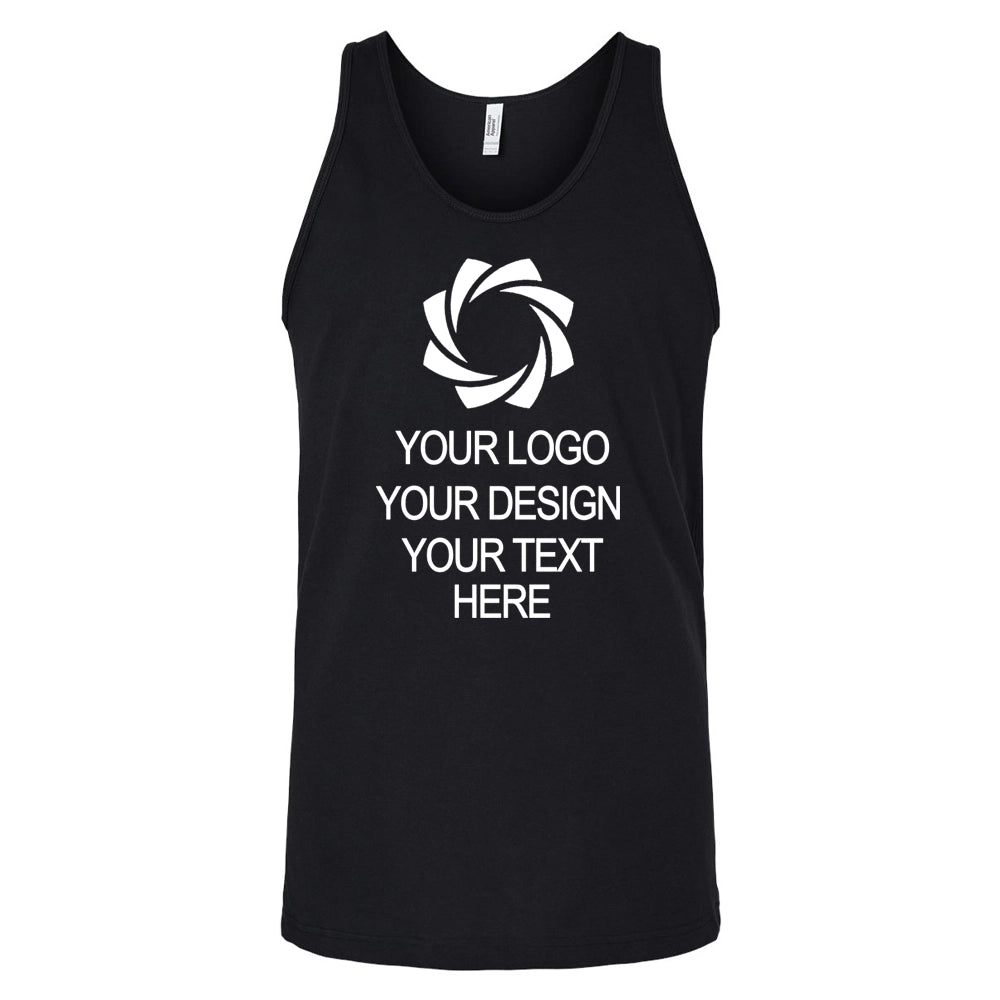 a black tank top with a white logo