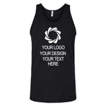 a black tank top with a white logo