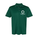 a green polo shirt with a white logo