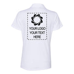 a white polo shirt with a picture of a camera