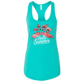 Hello Summer Flamingo Women's Ideal Racerback Tank Top, Summer Women Tank Top