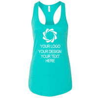 a women's tank top with a white logo
