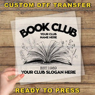 a book club sign with a hand holding a book