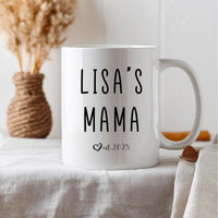 a white coffee mug sitting on top of a table