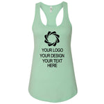 a women's tank top with a black and white logo