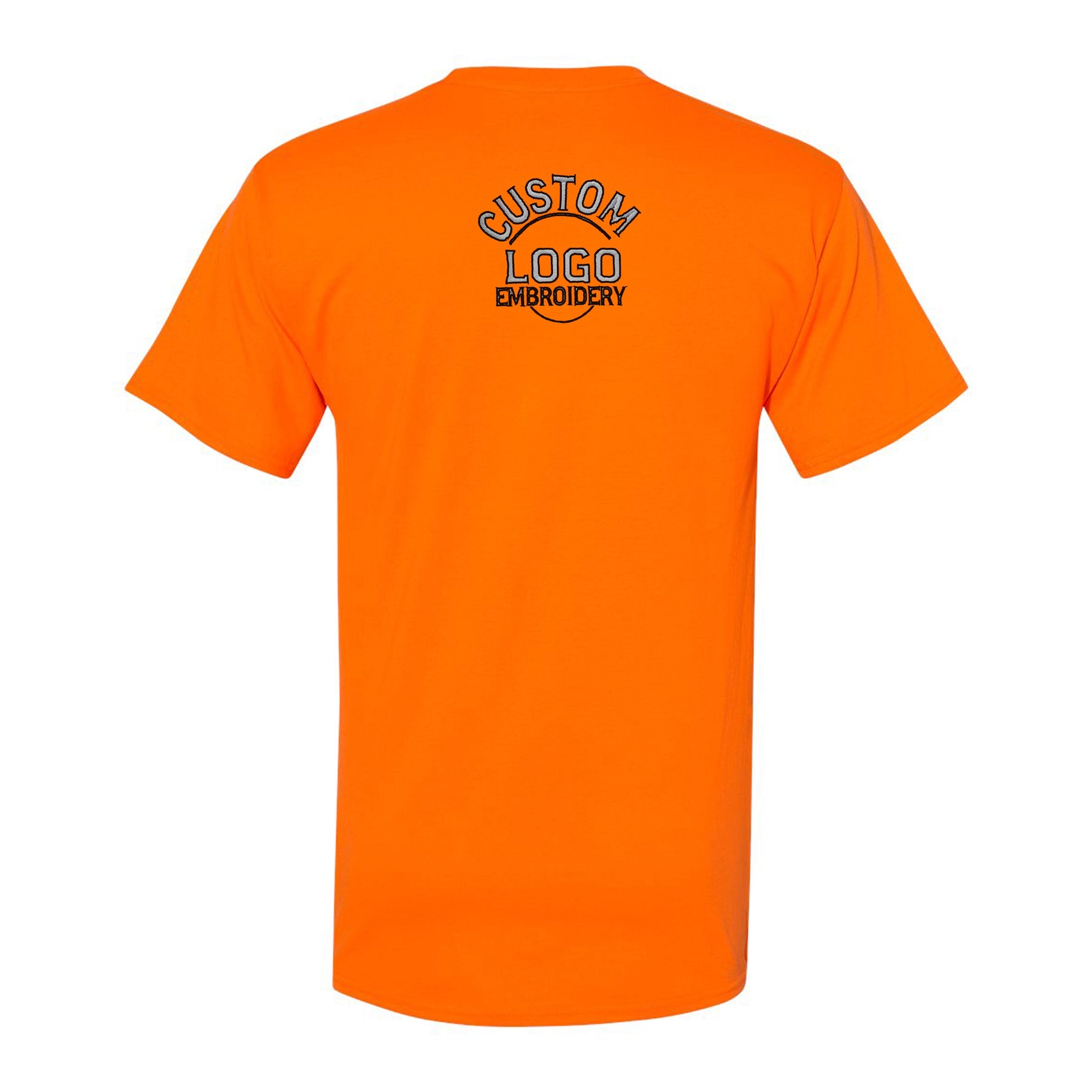 an orange shirt with a logo on the back