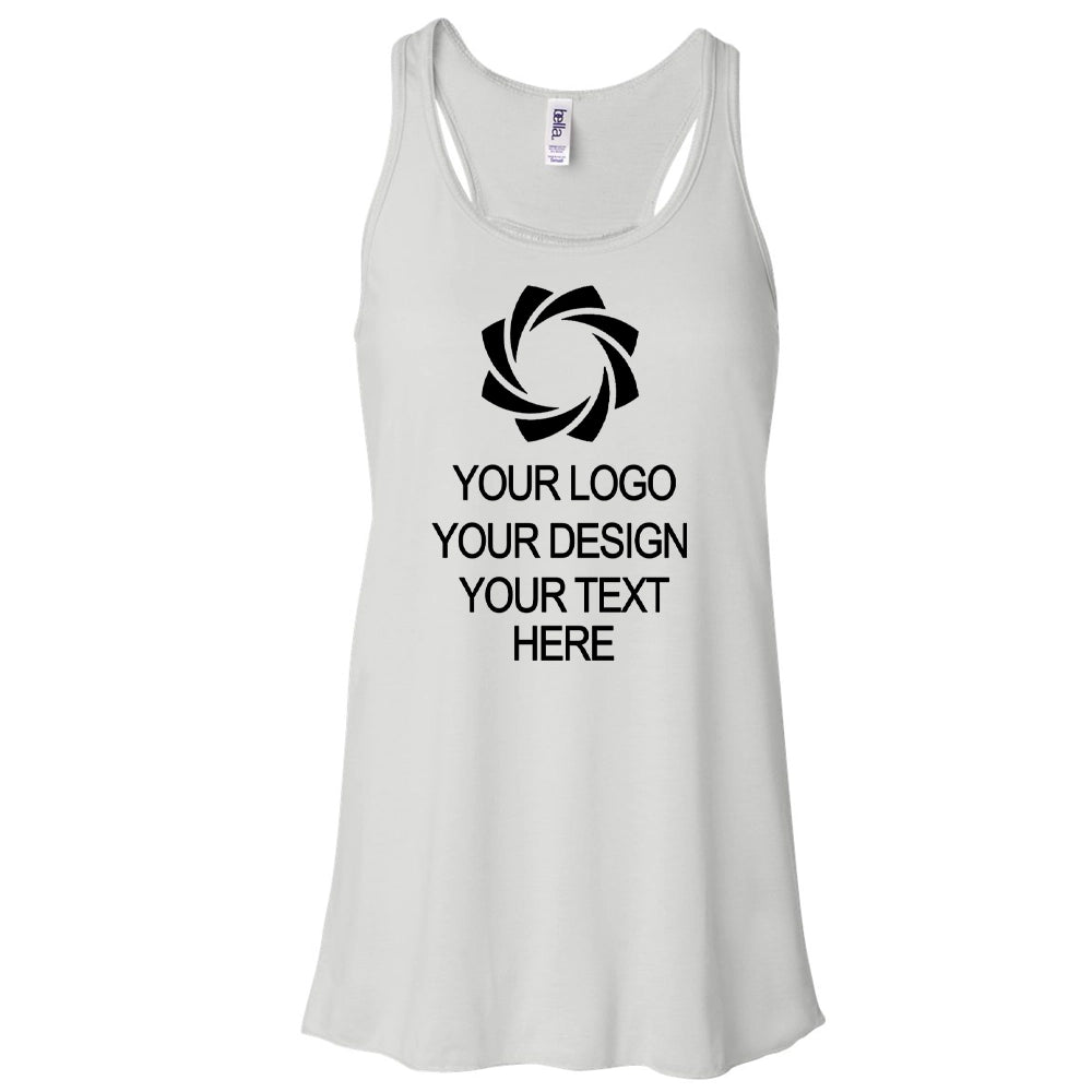 a white tank top with a black logo