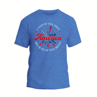 a blue t - shirt with an american design