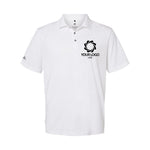 a white polo shirt with a logo on it