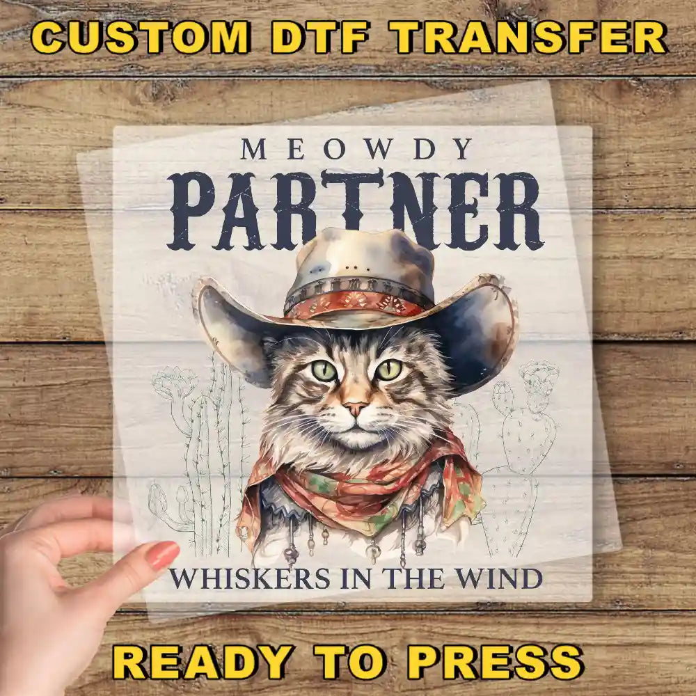 a poster with a cat wearing a cowboy hat
