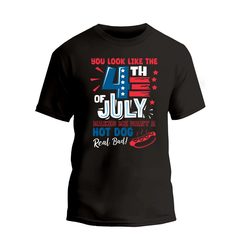 a black fourth of july t - shirt with a red, white and blue design