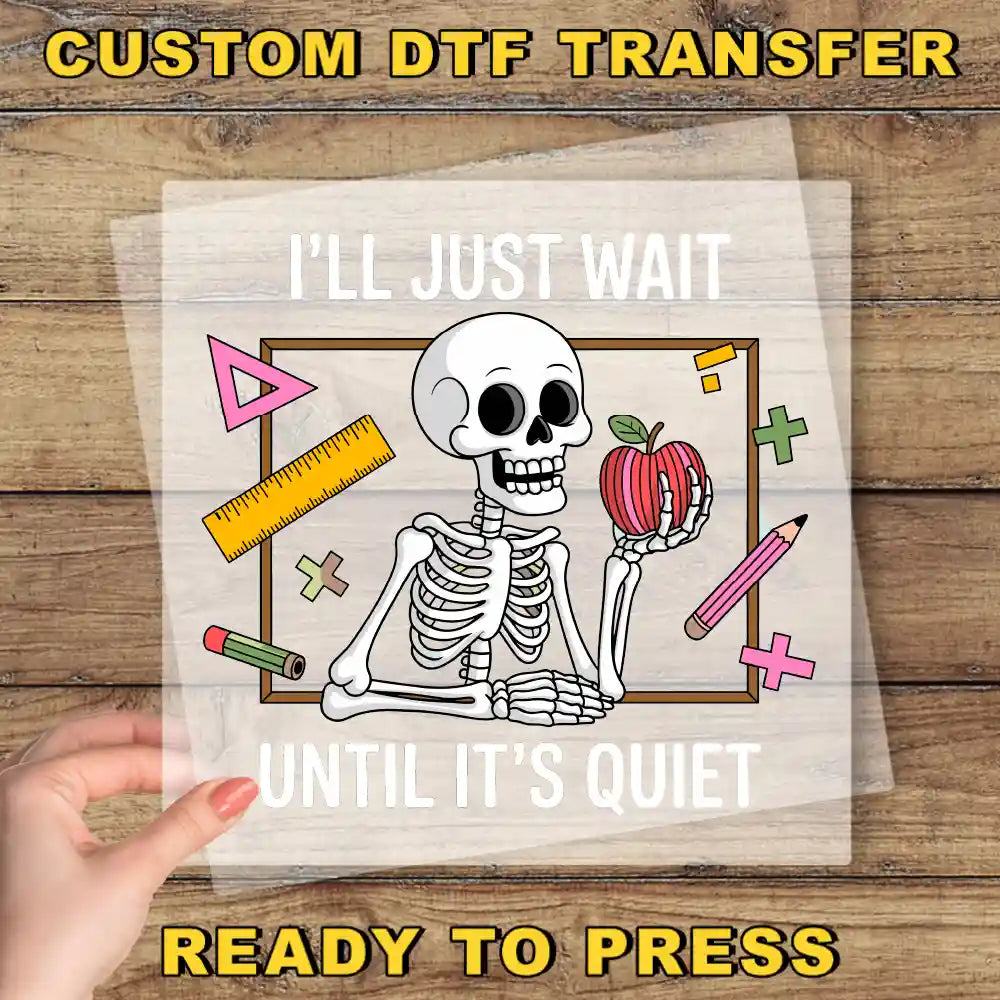 a person holding up a poster with a skeleton holding an apple