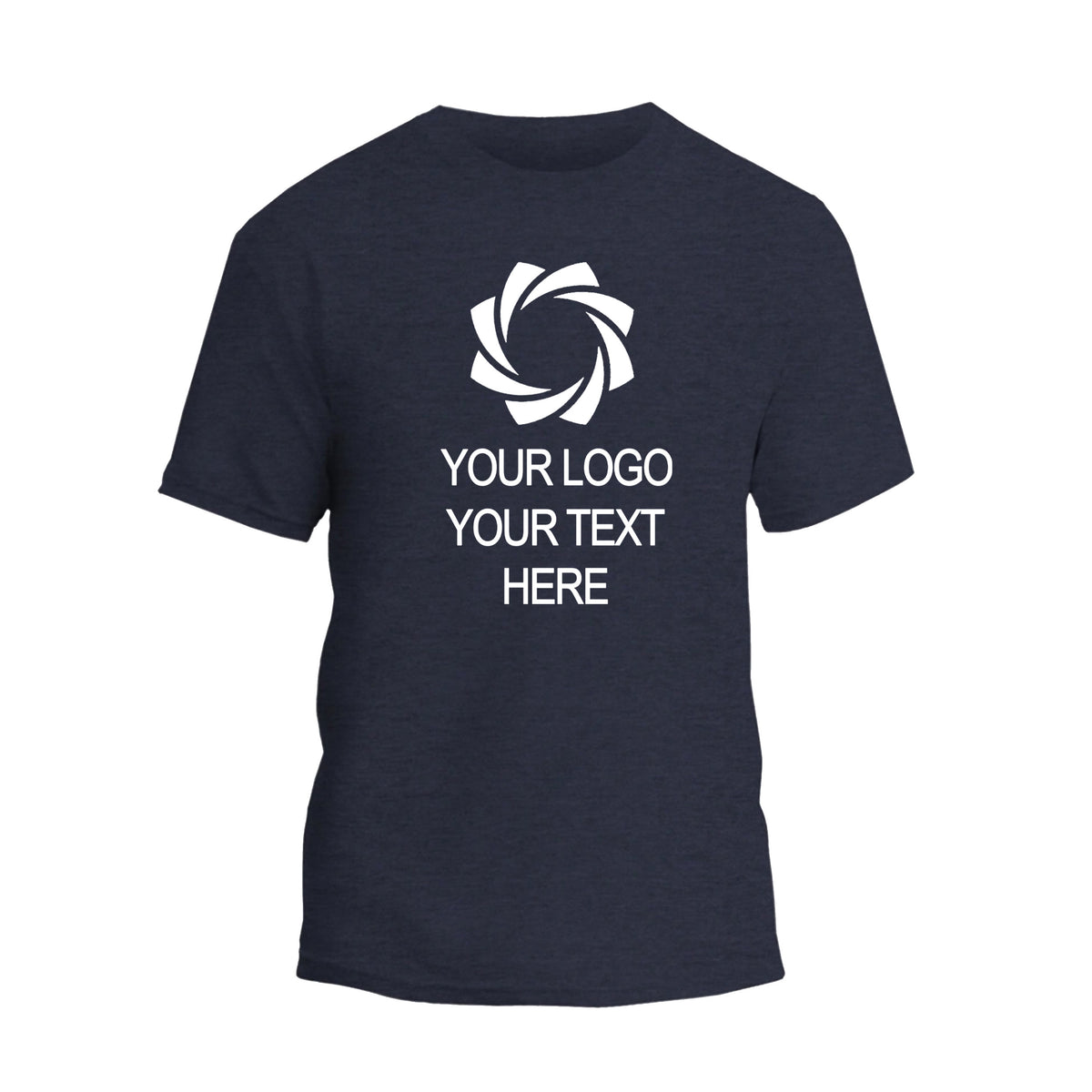 a dark blue t - shirt with a white logo