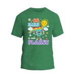 a green t - shirt with a cartoon character on it
