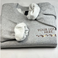 Personalized Logo Embroidered Sweatshirt, Custom Business Logo Embroidery Sweatshirt