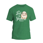 a green t - shirt with a sheep saying the lord is my shepherd