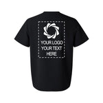 a black t - shirt with an image of a camera